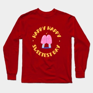 Happy sweetest day cute couple of pink ice cream Long Sleeve T-Shirt